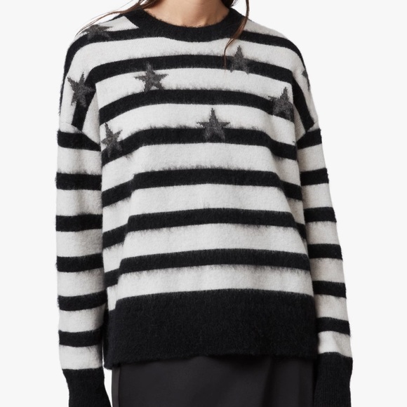 AllSaints Stars Crew wool sweater unisex oversized - Picture 1 of 4